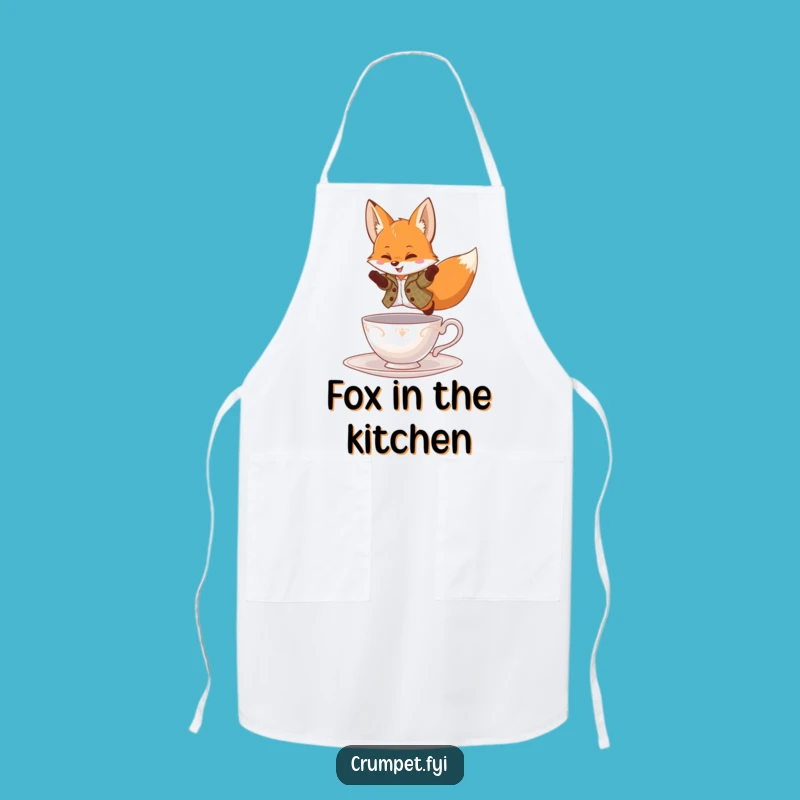Funny Fox Apron - Tweed Jacket Leaping Teacup for Kitchen Daring, Funny Gift