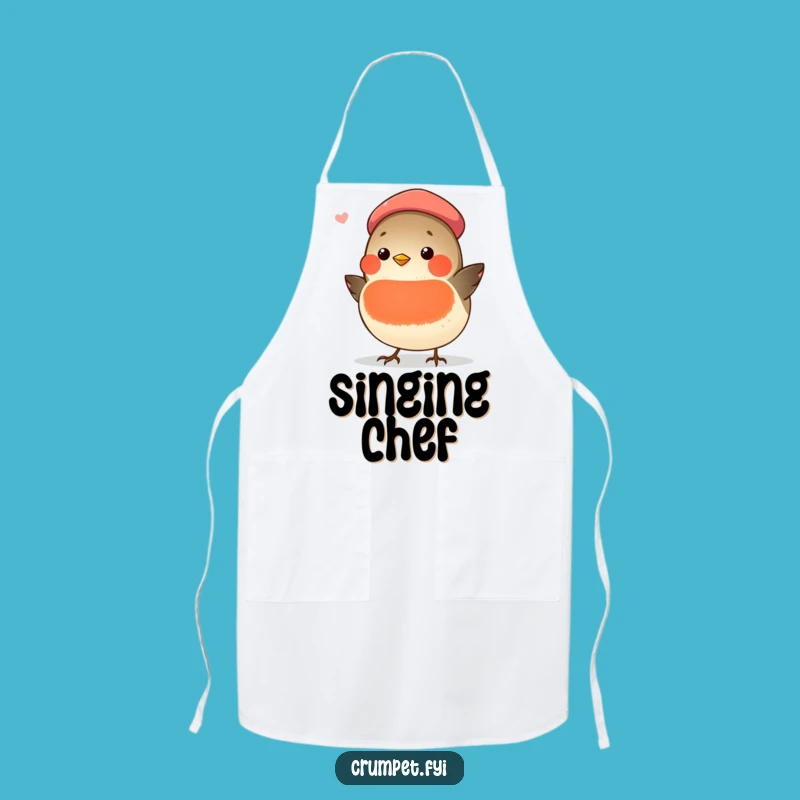Funny Chubby Robin Beret Singer Apron: Cook with Musical Merriment!