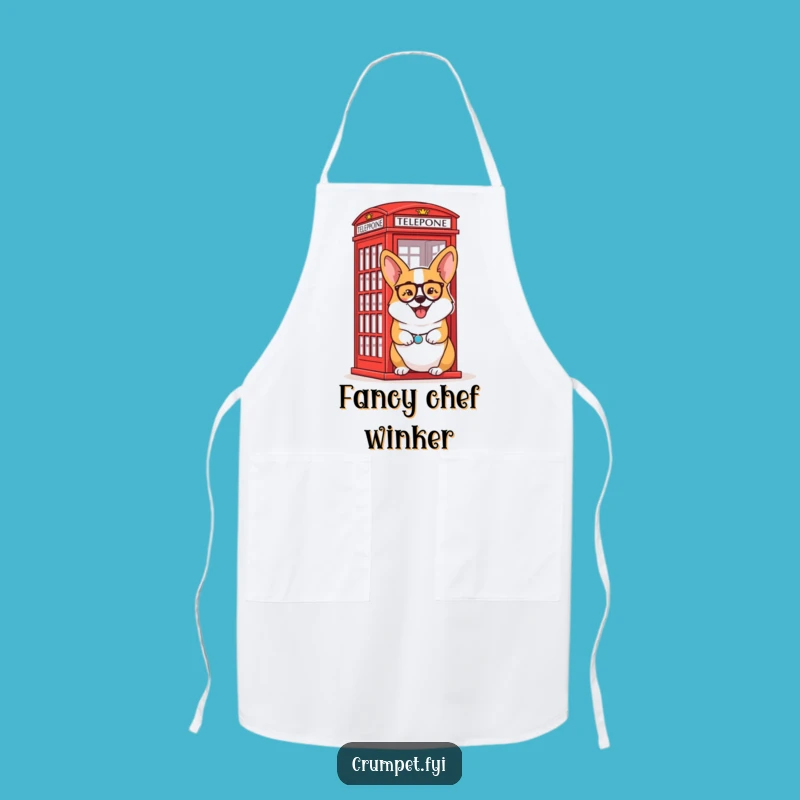 Funny Corgi Chef Apron: Monocle Wink, Kitchen Funny Gift!