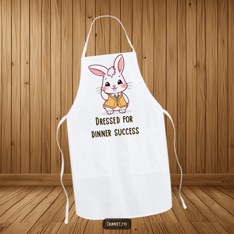 Funny Apron: A playful rabbit in a waistcoat tipping its cap with a cheeky grin, adding fun to cooking.