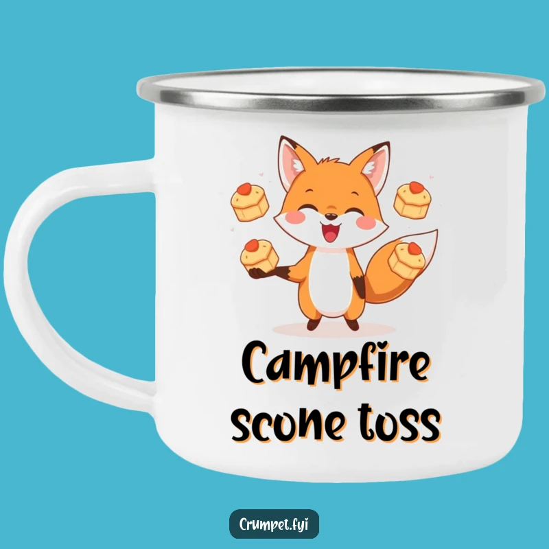 Funny Campfire Mug: A Juggling Fox and Scones for Your Outdoor Adventures