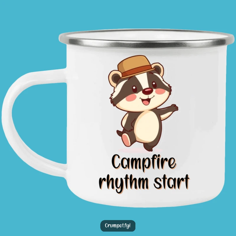 Funny Badger Camping Mug: Dapper Bowler Hat Enamel Cup, Gift