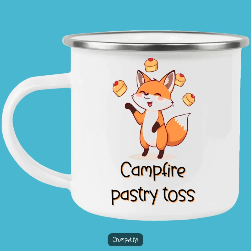 Funny Fox Scone Juggling Camping Mug, Adventure Fuelled by Fun