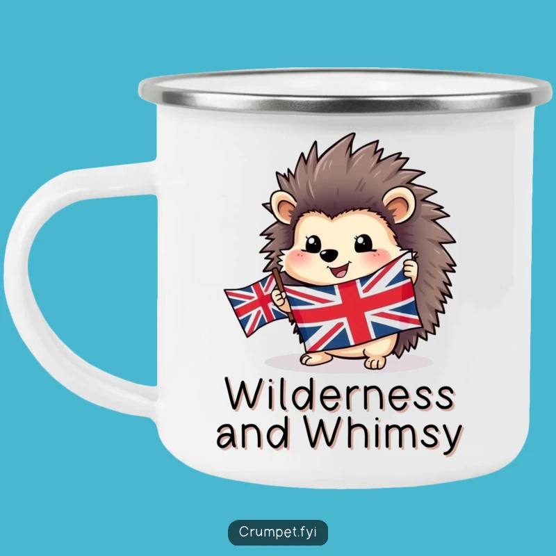 Funny Hedgehog Camping Mug - Patriotic Union Jack Adventure Cup