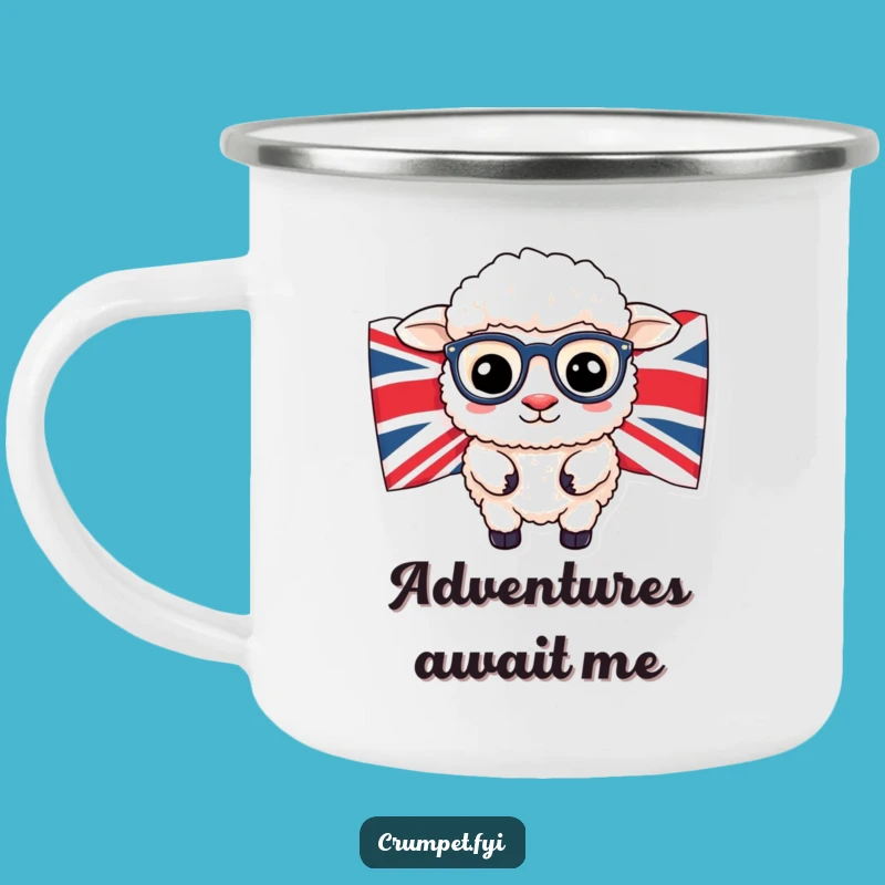 Funny Sheep Spectacles Camping Mug: British Humor Enamel Cup, Great Funny Gift