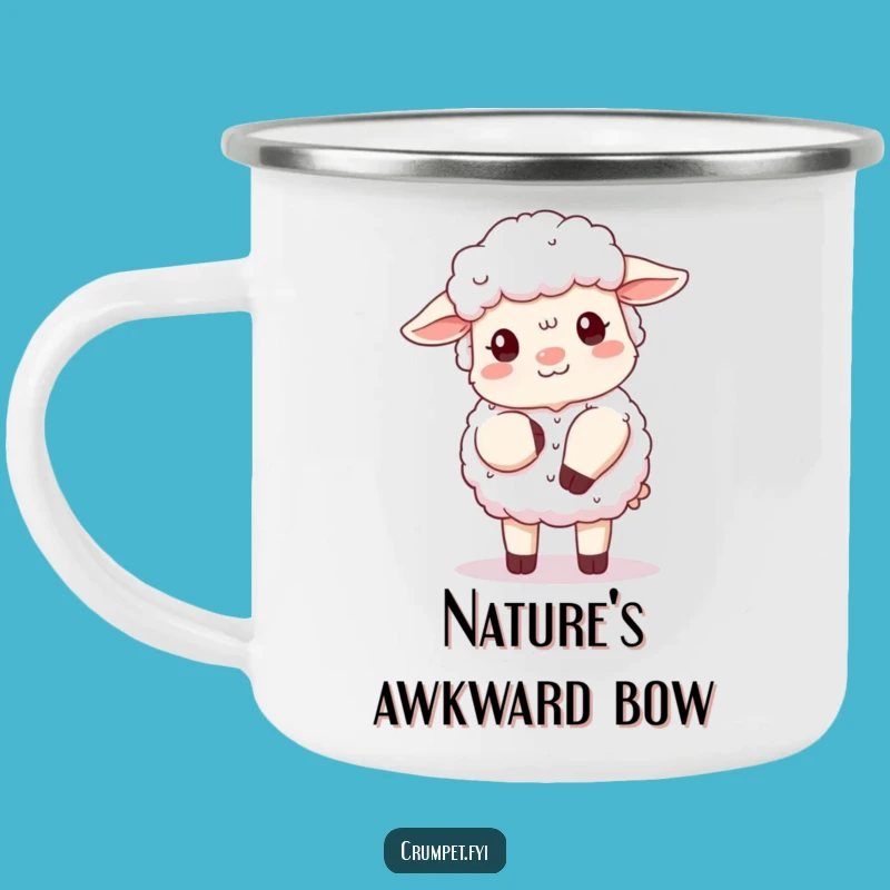Funny Fluffy Sheep Curtsy Camping Mug: Polite Sheep Outdoor Gift