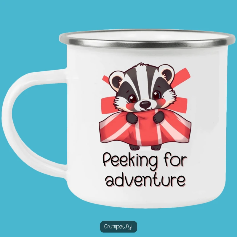 Funny Badger Enamel Mug - Outdoor Peeker, Rustic Humorous Camp Gift, Perfect for Hikers