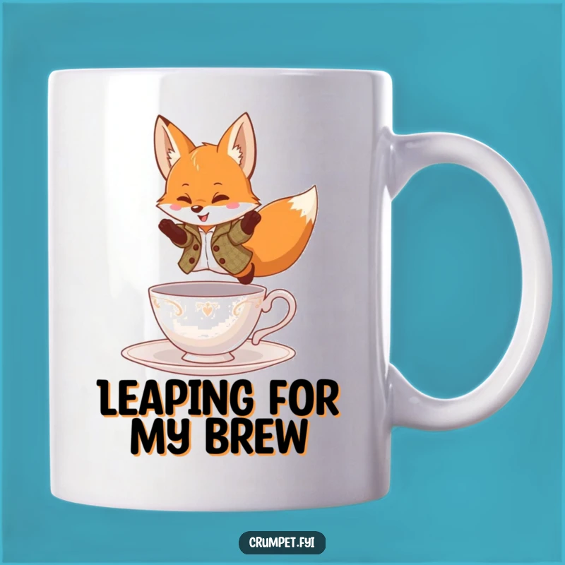 Funny Fox Mug - Playful Tweed Jacket Leaping Teacup, Whimsical Gift for Tea Lovers
