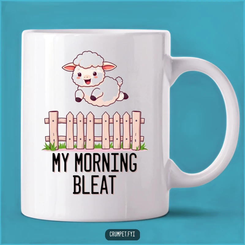 Funny Sheep Jumping Picket Fence Mug, Hilarious Farm Animal Gift for Sheep Lovers