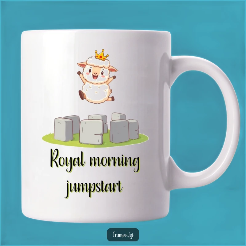 Funny Sheep Crown Mug: Leap Over Stone with Royalty, Perfect Funny Gift!
