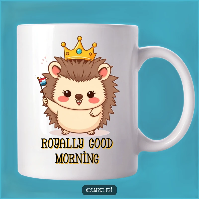 Funny Hedgehog King Mug, Regal Celebration Gift for Happy Souls