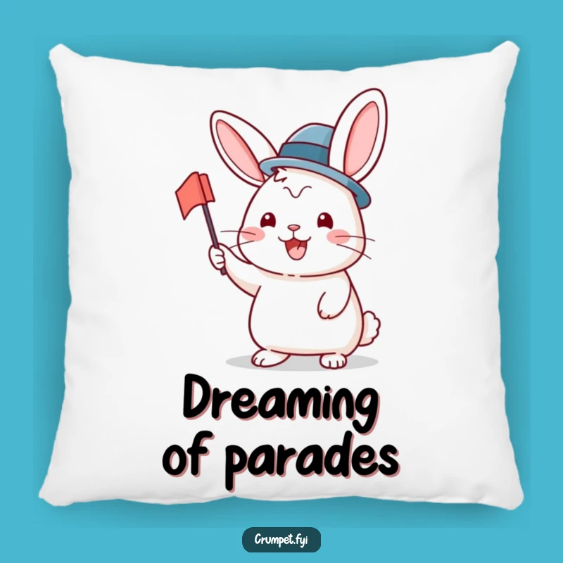 Cozy Funny Rabbit Pillow: Cuddle Up with Bowler Hat & Flag Waving Fun - Ideal Funny Gift!