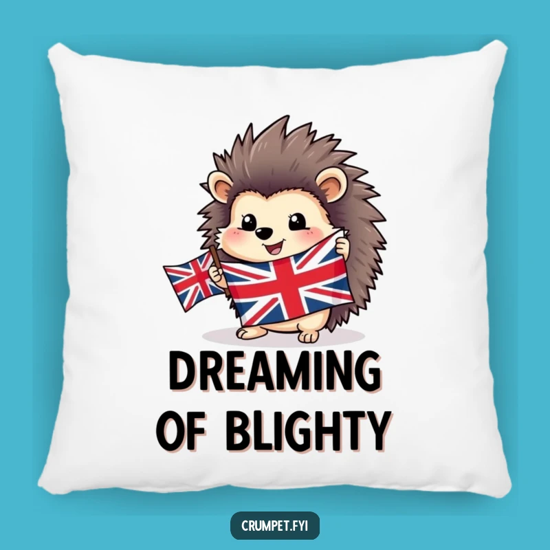 Funny Hedgehog Pillow - Cozy Union Jack Cushion for Patriotic Comfort