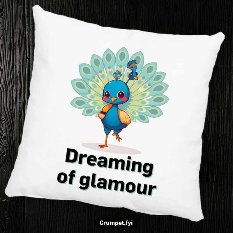 Funny Peacock Pillow: A strutting peacock with vibrant tail feathers, adding a touch of luxury and humor, a delightful funny gift.