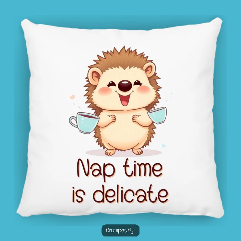 Funny Hedgehog Juggling Teacups Pillow - Cozy Comfort & Hilarious Decor