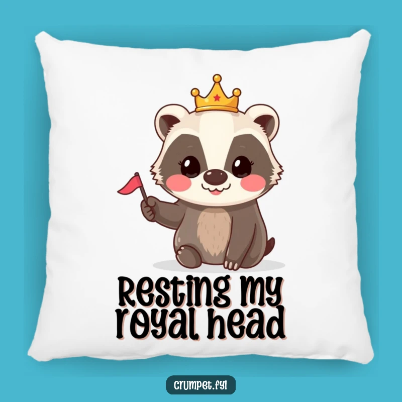 Funny Badger Crown Flag Pillow: Cozy Royal Comfort