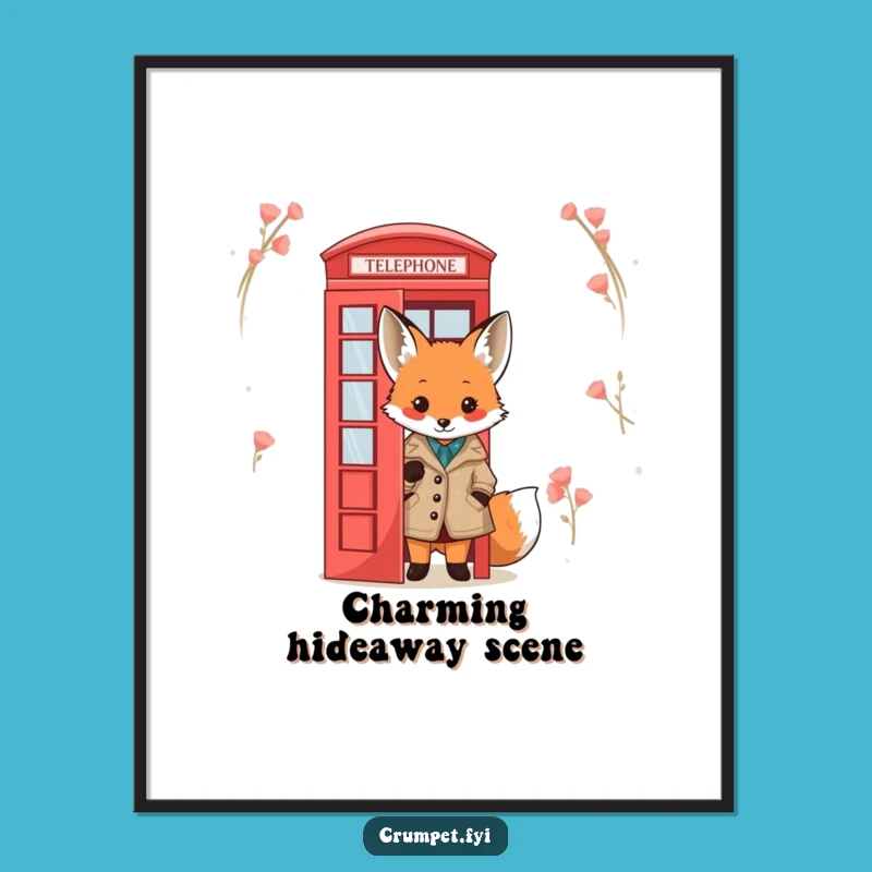 Funny Fox Digital Art: Tweed Jacket Phone Box Print, Instant Gift
