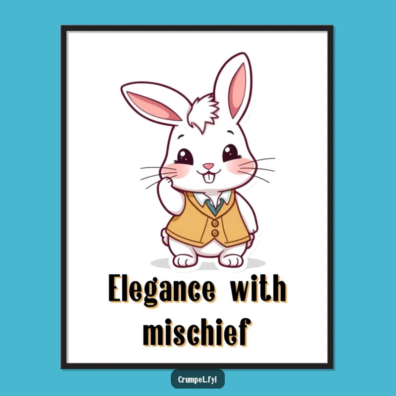 Funny Rabbit Waiter Print: Playful Charm, Cheeky Grin, Instant Funny Gift!