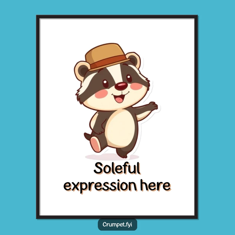 Funny Badger Digital Art: Dapper Bowler Hat Print, Instant Gift