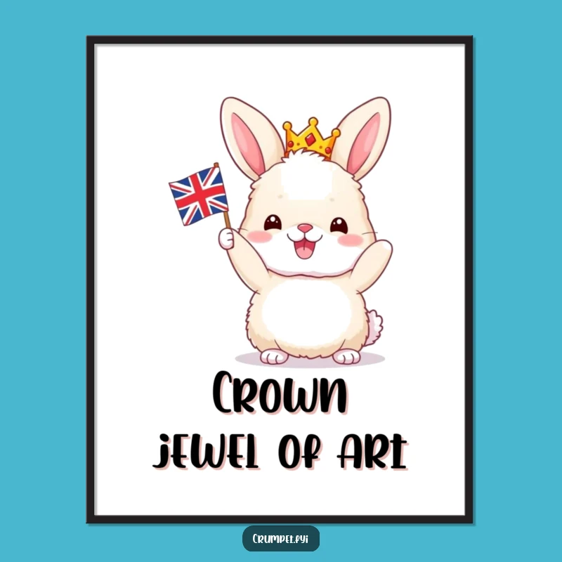 Funny Bunny Digital Art: Royal British Flag Print, Instant Gift