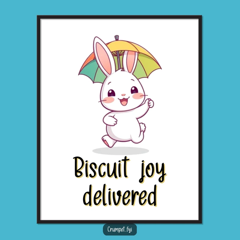 Funny Rabbit Digital Art - Happy Hopper Download, Joyful Biscuit Scene, Instant Wall Art Gift