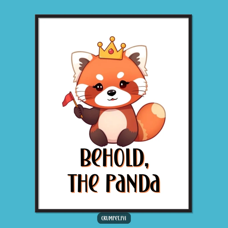 Funny Red Panda King Digital Art - Instant Royal Cuteness