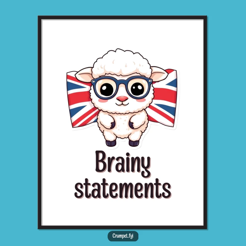 Funny Sheep Spectacles Digital Art: British Humor Wall Decor, Instant Funny Gift