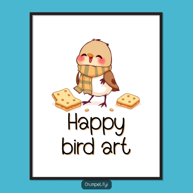 Funny Robin Digital Art: Biscuit Break Joy, Instant Funny Gift Download!