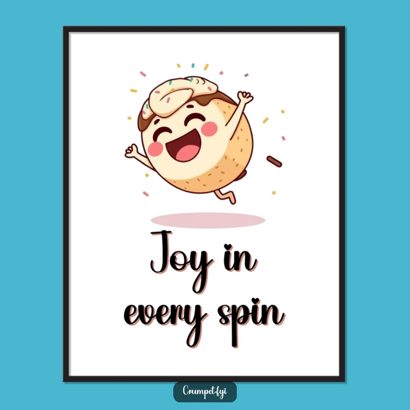 Funny Coffee Cake Cartwheel Digital Print: Instant Hilarious Pastry Art for Your Walls