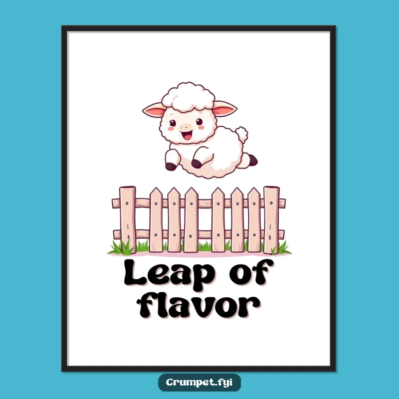 Funny Sheep Leaping Digital Art, Hilarious Farm Animal Wall Decor for Laughs