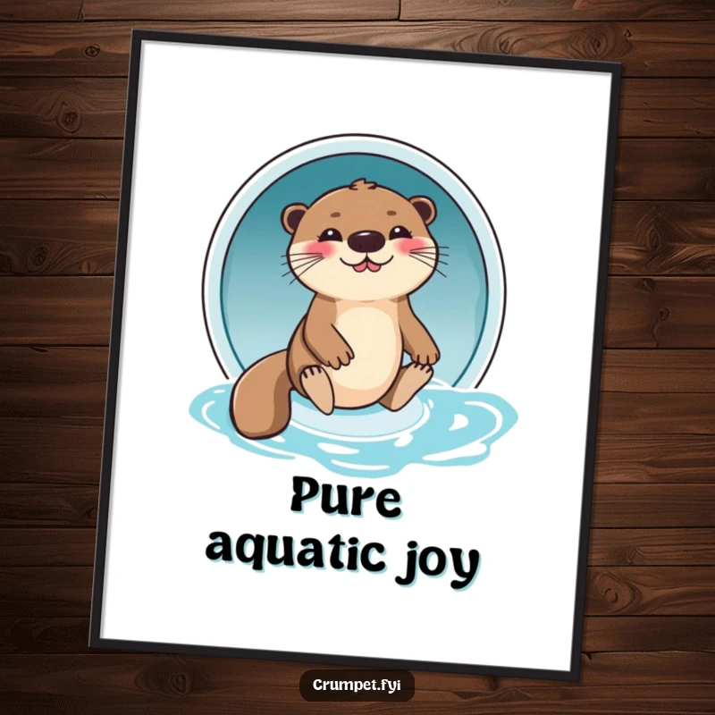 Funny Otter Digital Art: A giggling otter sliding down a water slide, embodying pure fun, a cheerful and funny gift.