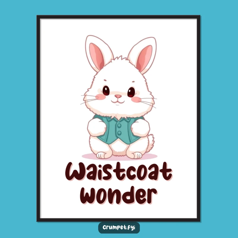 Funny Fluffy Bunny Waistcoat Hopper Digital Art: Instant Whimsy for Your Walls