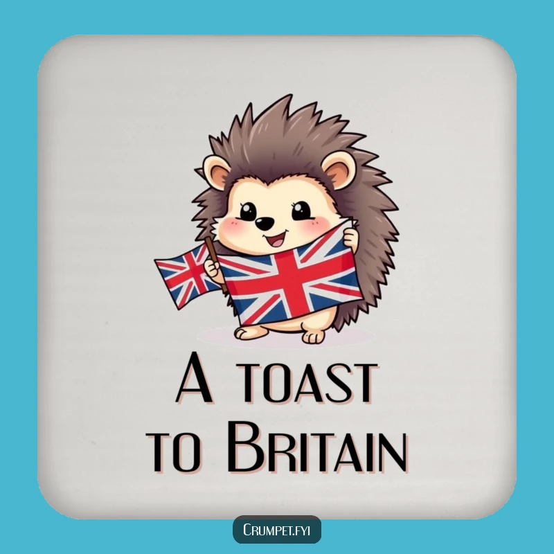 Funny Hedgehog Coaster - Protect Surfaces with British Flag Humor