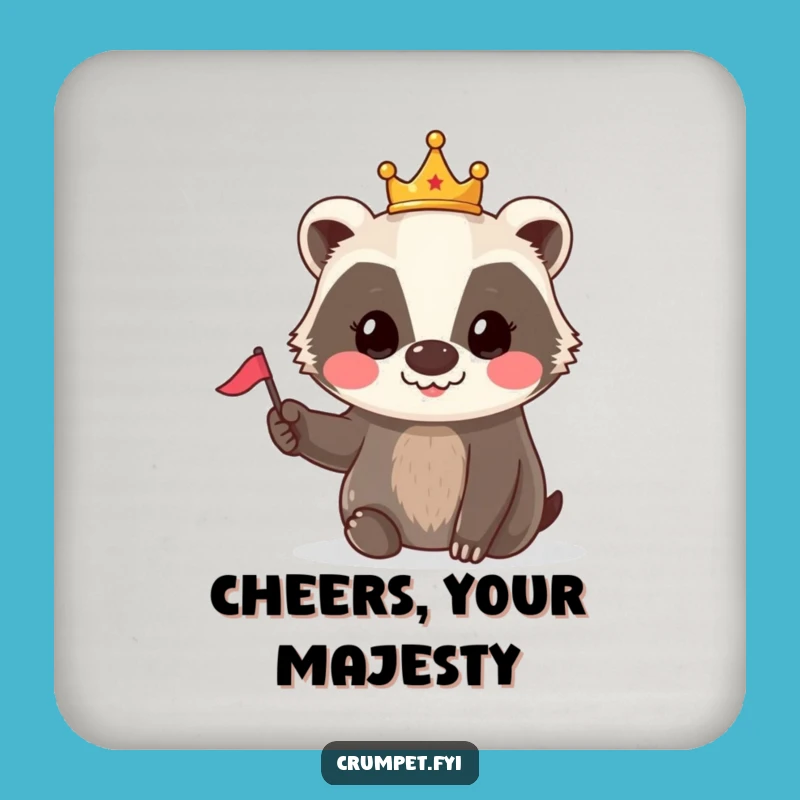 Funny Badger Crown Flag Coaster: Royal Protection with Charm