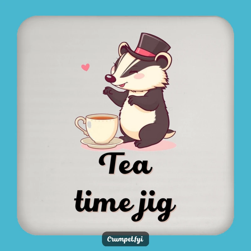 Funny Badger Coaster: Tea Time Jig Protector, Tiny & Funny Gift!