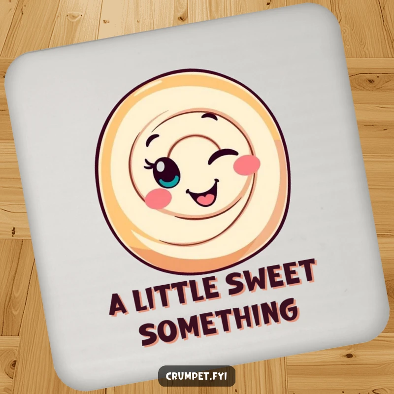 Funny Cinnamon Roll Coaster featuring a sweetly winking character, adding a playful and protective touch to any table.