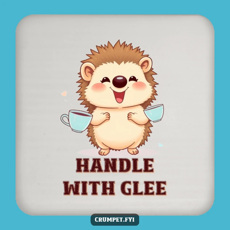 Funny Hedgehog Juggling Teacups Coaster - Protect Surfaces with Hilarity