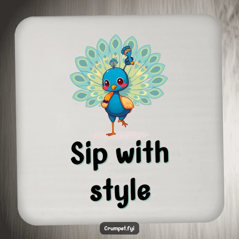 Funny Peacock Coasters: A strutting peacock displaying its colorful tail, adding flair and humor, an excellent funny gift.