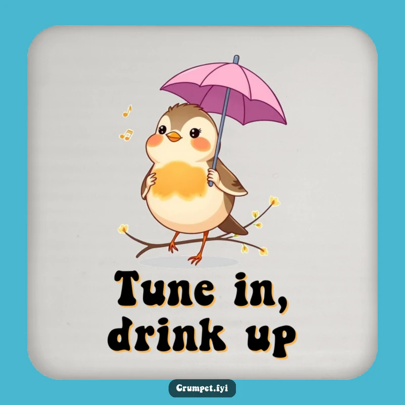 Funny Robin Coaster - Cheerful Bird Umbrella Singing Drink Protector, Musical Funny Gift