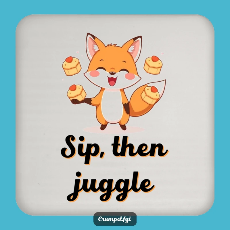 Funny Scone Coaster Set: Protect Surfaces with a Juggling Fox's Delightful Art