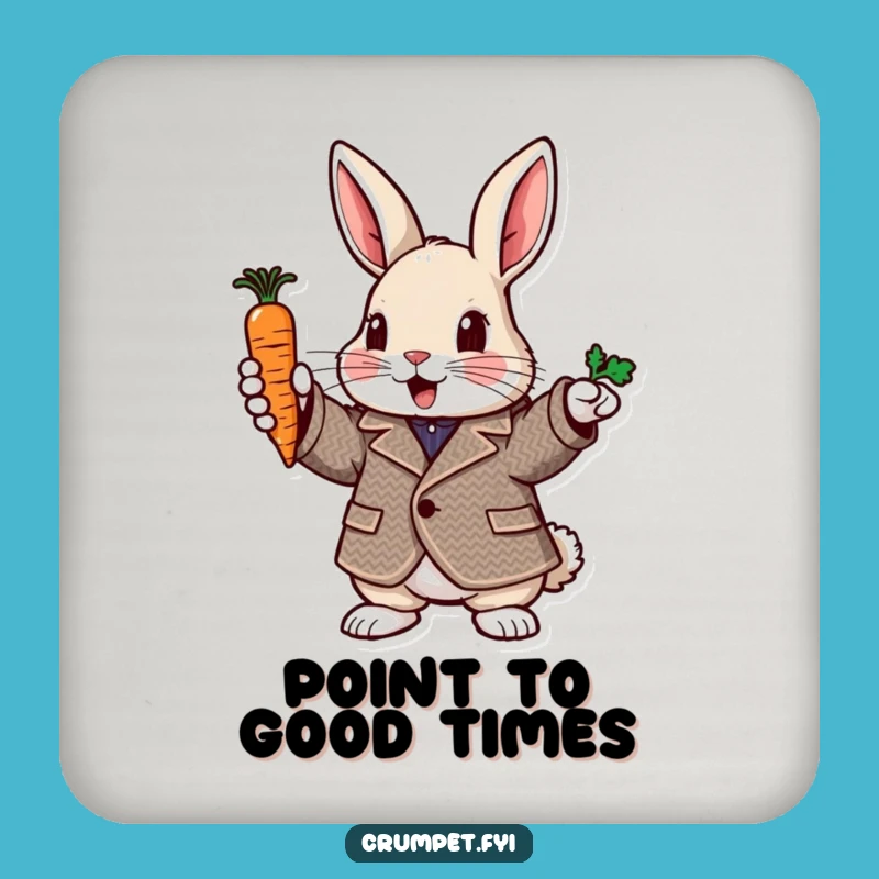 Funny Rabbit Pointing Carrot Coaster: Tweed Enthusiasm Drink Protector Gift