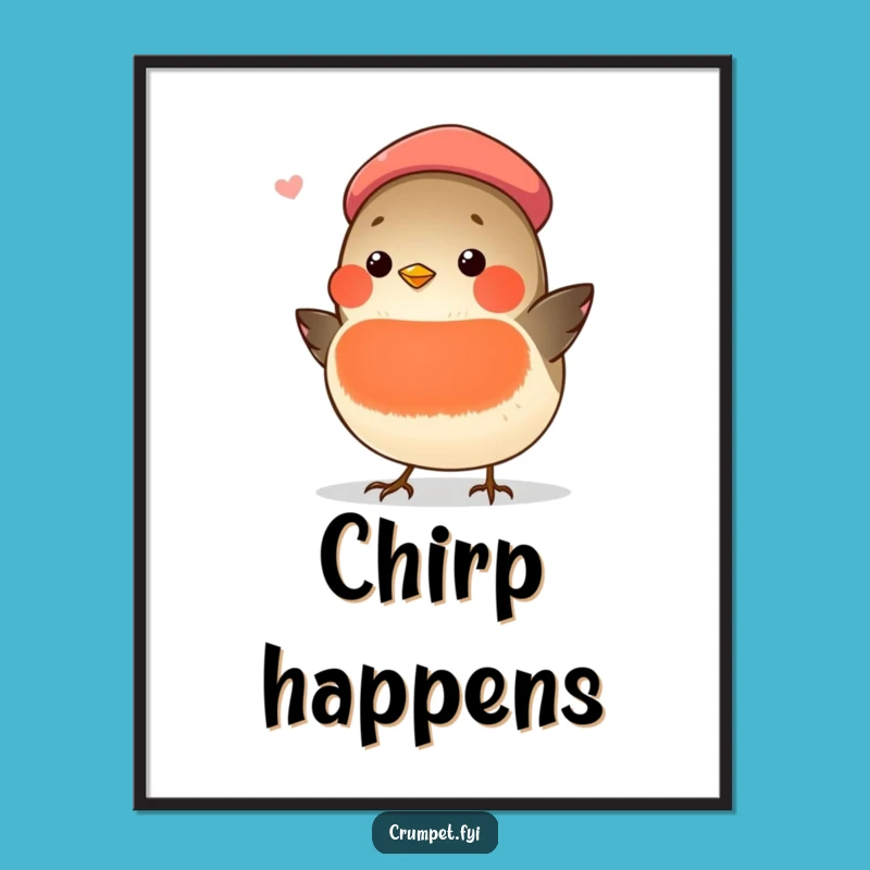 Funny Chubby Robin Beret Singer Poster: Wall Art That Sings with Humor