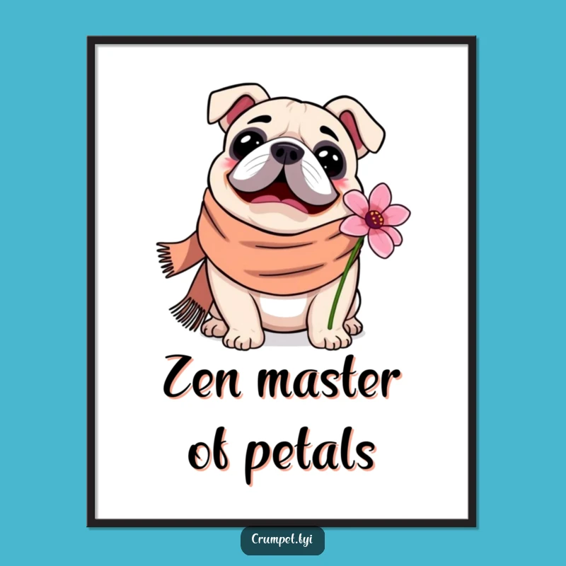 Funny Bulldog Poster: Adorable Flower Sniffer Art - A Heartwarming & Funny Gift!