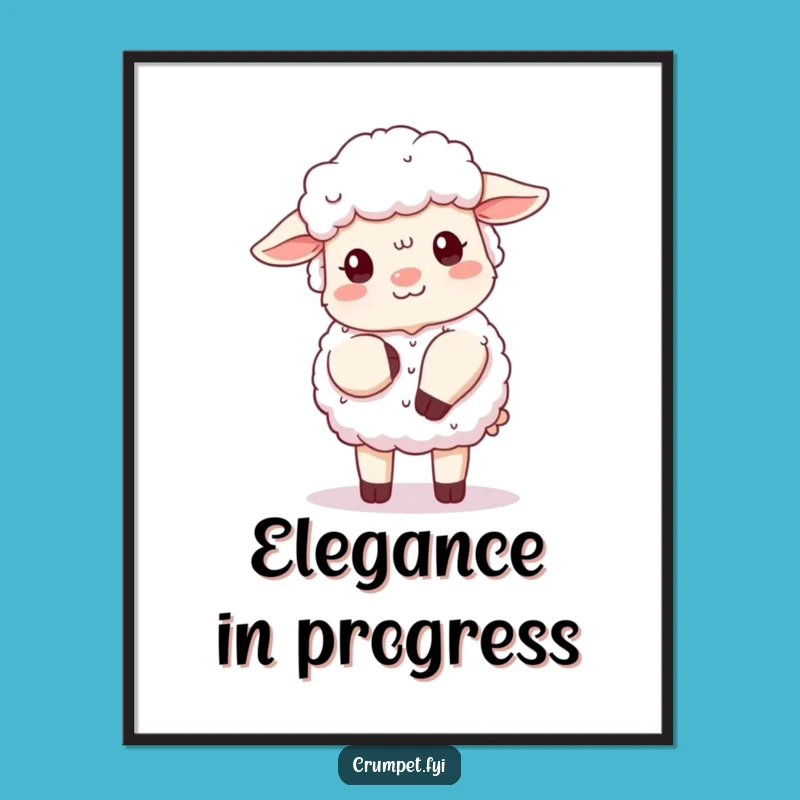 Funny Fluffy Sheep Curtsy Poster: Adorable Polite Sheep Wall Art Gift