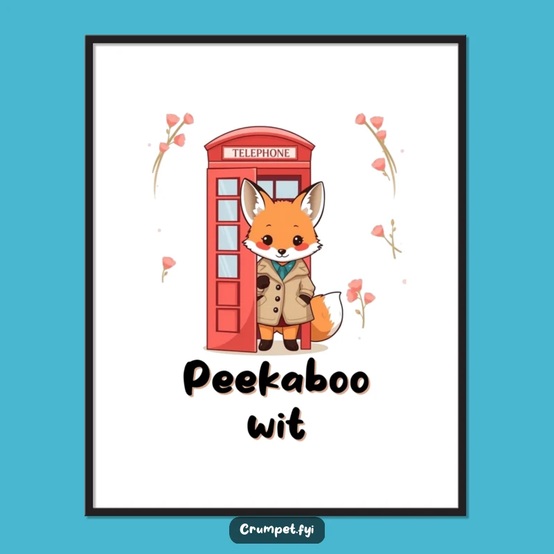 Funny Fox Poster: Tweed Jacket Phone Box Art Print, Perfect Gift