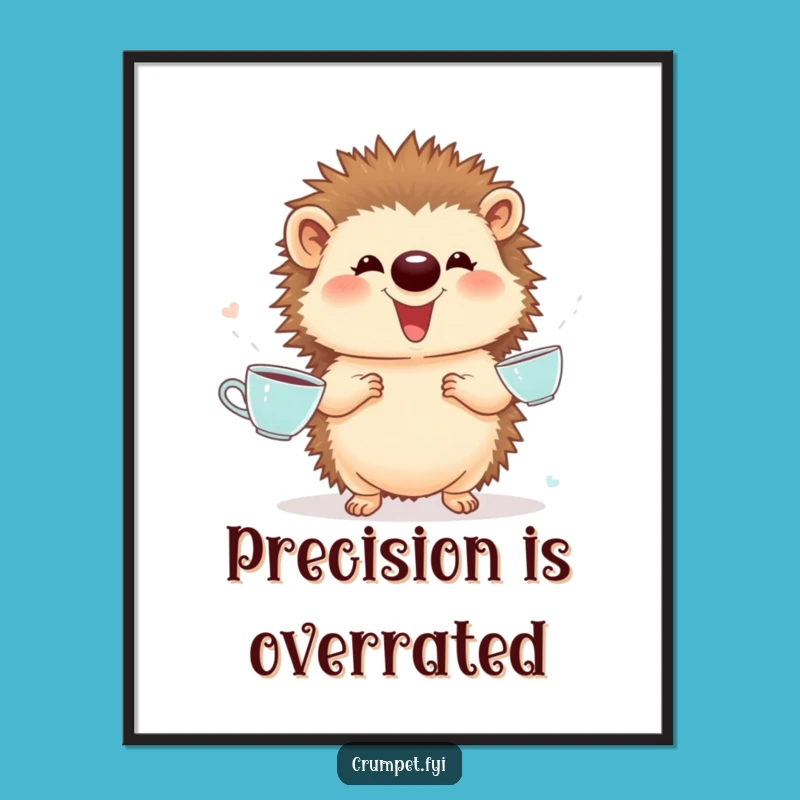 Funny Hedgehog Juggling Teacups Poster - Whimsical Wall Art for Laughter