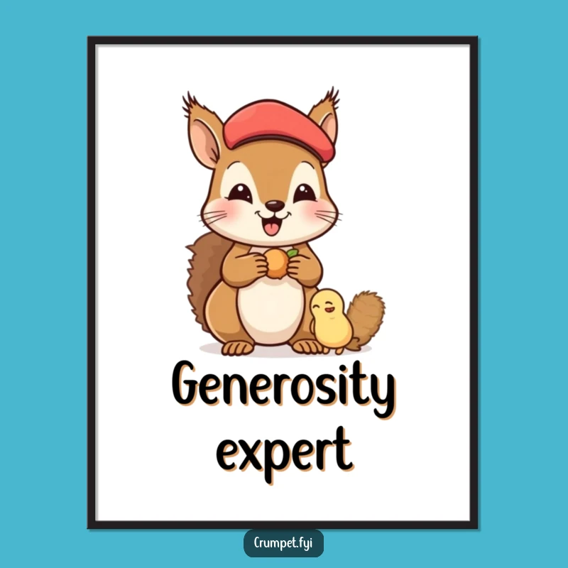 Funny Squirrel Poster: Beret Buddy Art - Heartwarming Friendship & Funny Gift!