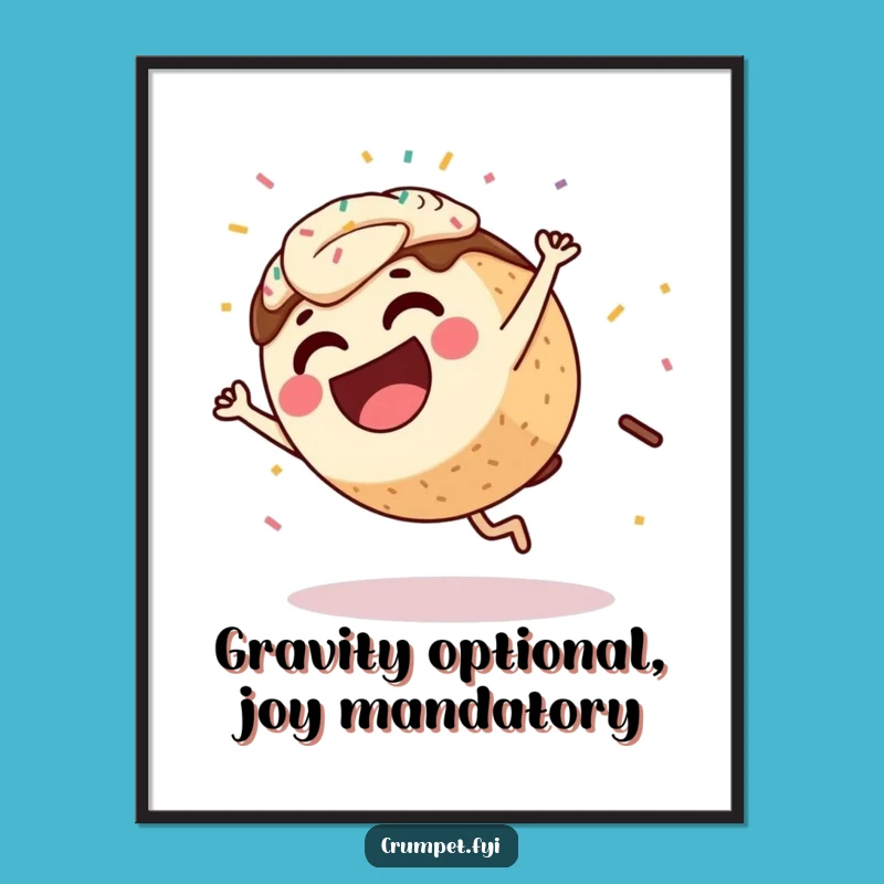 Funny Coffee Cake Cartwheel Poster: Vibrant Wall Art for a Hilarious Pastry Vibe