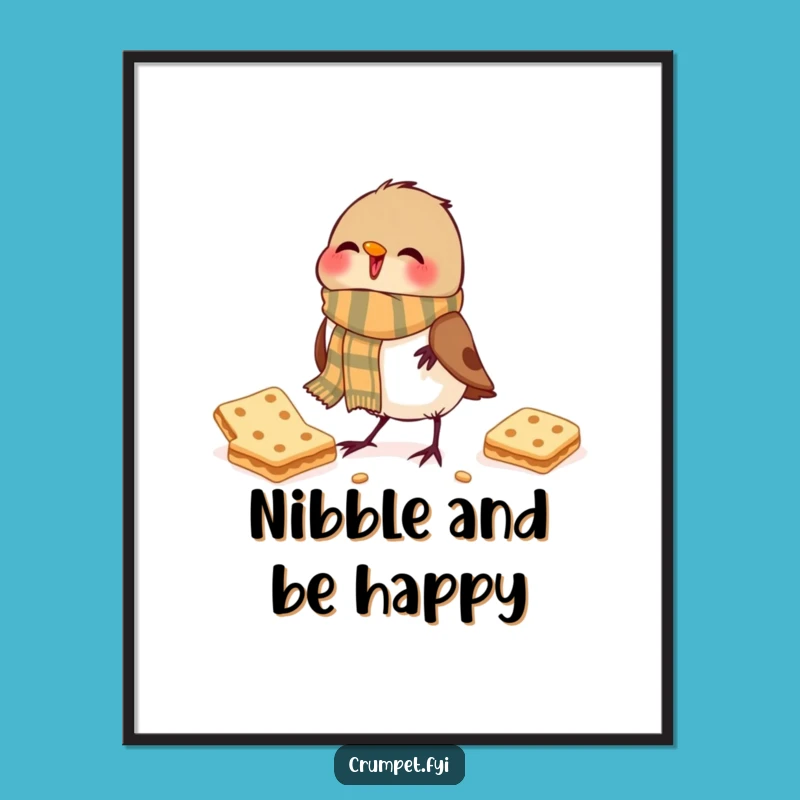 Funny Robin Art Poster: Biscuit Break Delight, Whimsical Funny Gift!