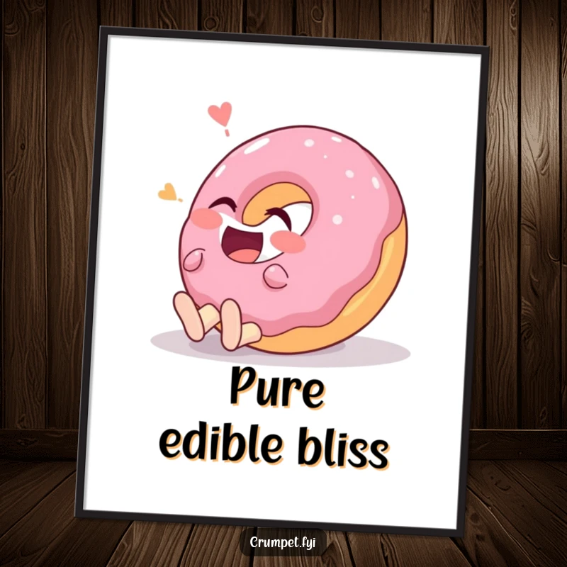 Funny donut character rolling on the ground with laughter, depicted in a vibrant and amusing poster.